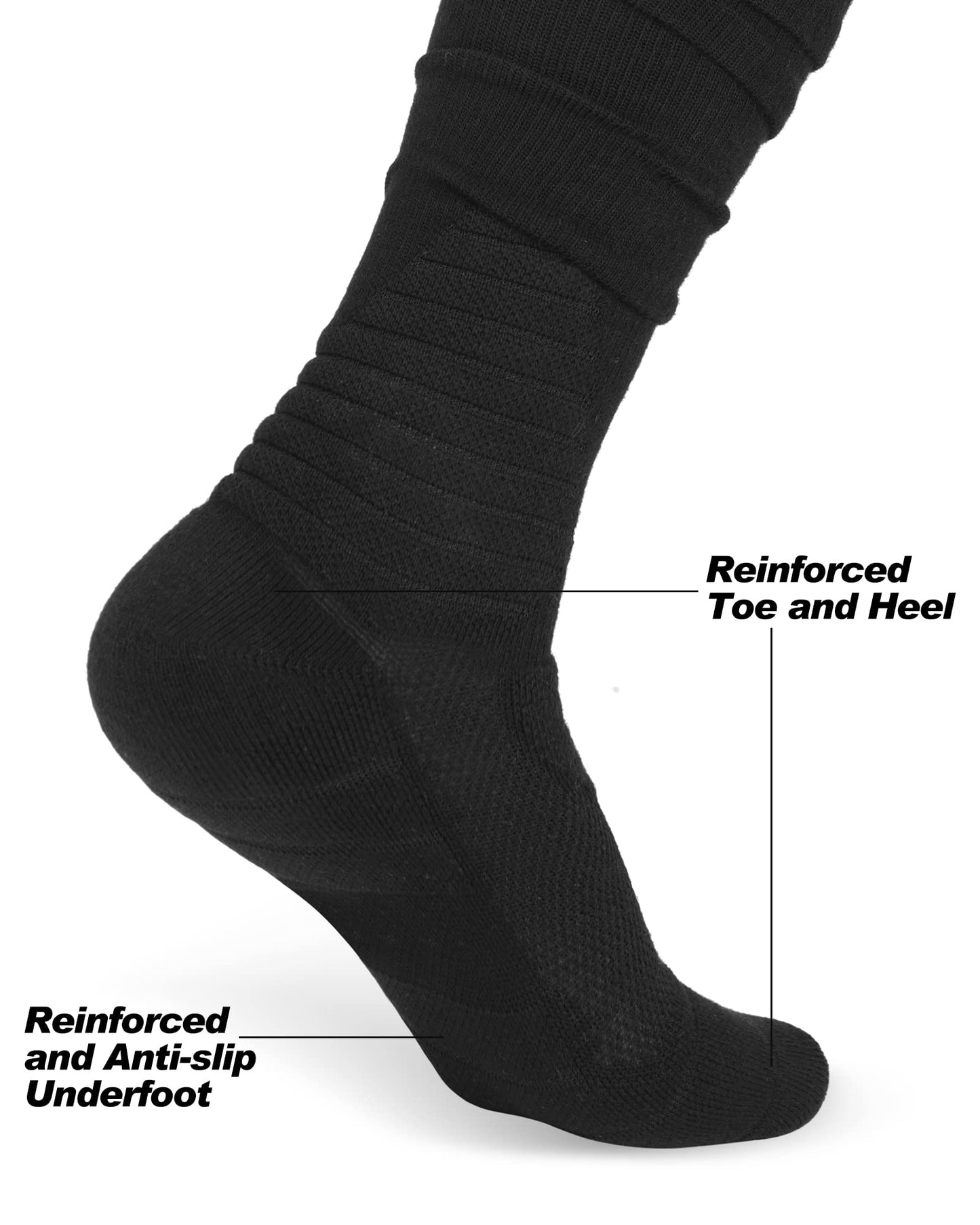 Compression Thicken Terry Grip Socks Youth Football Scrunch Socks for Rugby