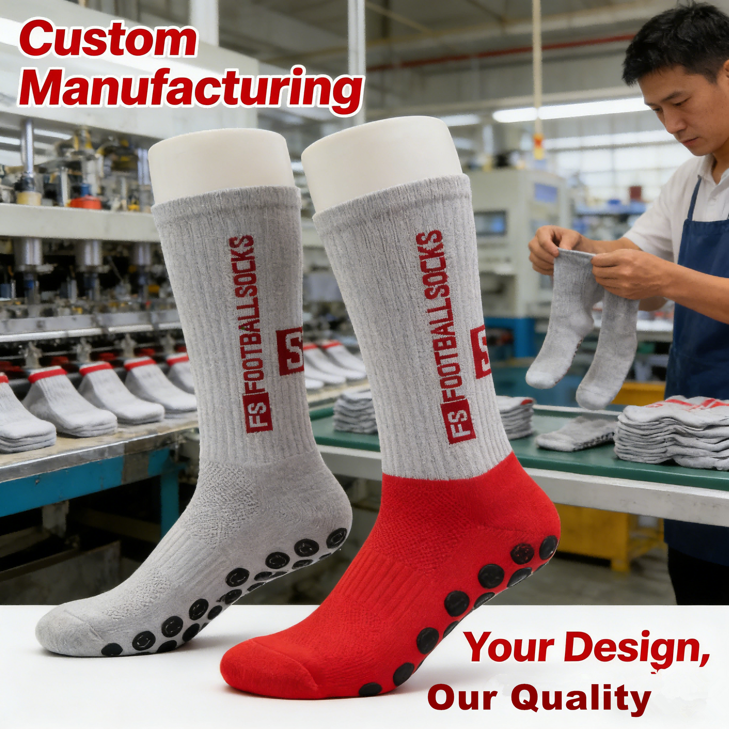 Customized Men Soccer Grip Socks