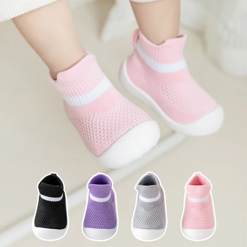 1-3 YEARS Customized Big Mesh Breathable Walking Shoe Summer Newborn Kids Non-slip Baby Shoes Socks