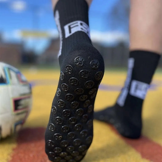 2025 Custom Logo Anti-Slip Grip Sports Compression Football Socks for Men High-Crew for Spring Season