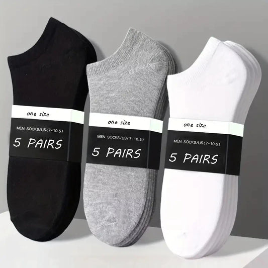 5 Pairs/bag Thick Breathable Mens Plain Socks Grip Sport Cotton Socks