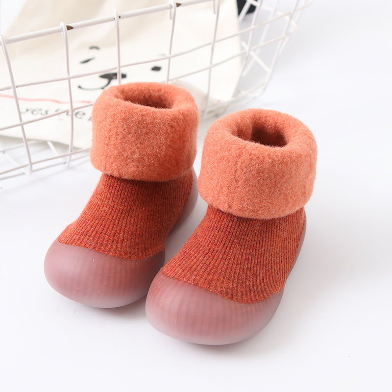 Winter House Non-slip Walking Beginner Baby Warm Terry Rubber Thick-soled Socks Shoes