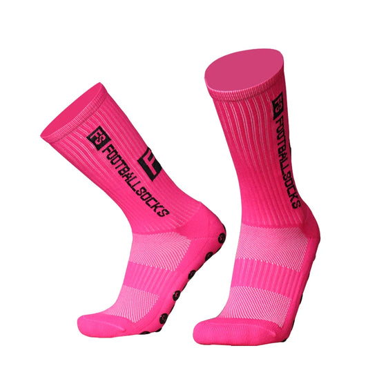 Custom Logo Pink Grip Football Anti-slip Sports Compression Socks Calcetas Antidelizante De Futbol