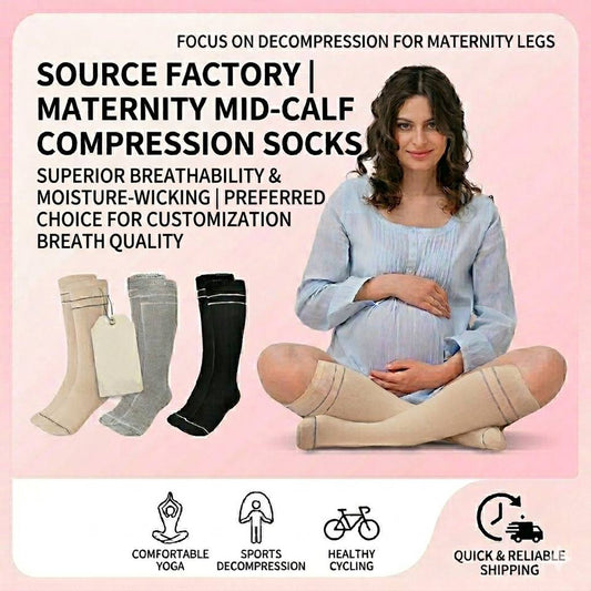 OEM/ODM Women's Jump Rope Yoga Elastic Cycling Solid Sports Compression Socks, Crew Socks Cotton Maternity Pressure Socks