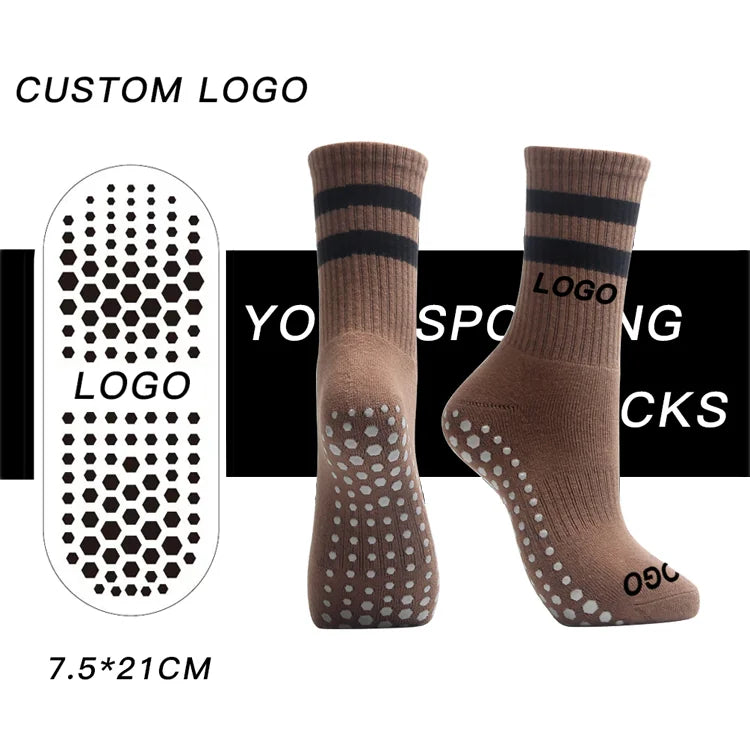 Manufacturer Private Custom Cotton Anti Slip Solid Socks Wholesale Sport Ladies Yoga Grip Crew Women Sock