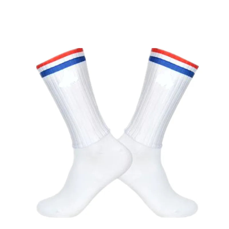 Cycling Sock Men Anti Slip Silicone Summer White Aero Socks