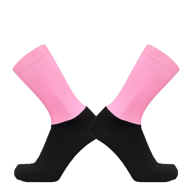 Cycling Sock Men Anti Slip Silicone Summer White Aero Socks