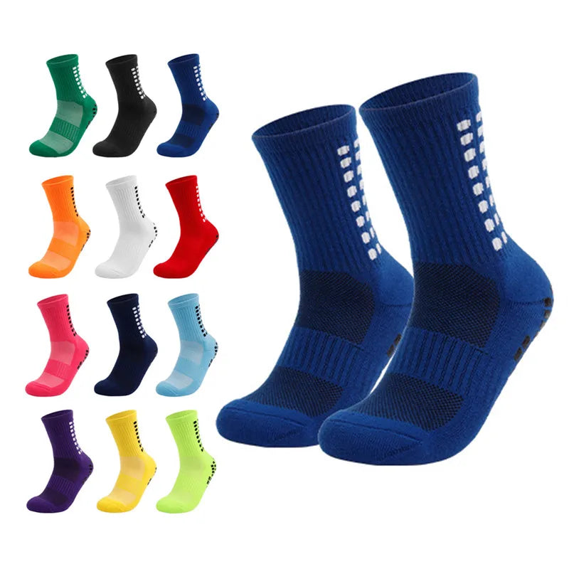 Zhejiang Manufacturer's Customized Anti-Slip Terry Sole Socks Thick Grip Non-End Football Medias Antideslizante Futbol Spring